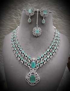 Double Layered Long Set With Matching Earring And Mang Tika <b>Necklace</b> Set Elegant for Weddings Engagements Anniversaries - Product Image 1