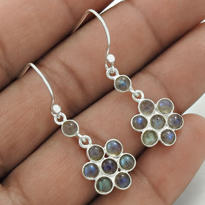 Design antique 925 argent Sterling Vintage naturel bleu Labradorite fait à la main en gros pierres précieuses boucle d'oreille bijoux en argent pour femme - Product Image 3