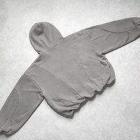 Sweat à capuche personnalisé pour homme, coupe courte, style streetwear vintage, épaules tombantes, coupe ample, en molleton 100% coton épais, effet vieilli, pour l'hiver