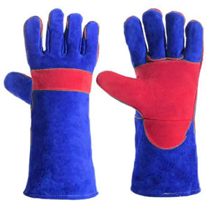 100% poliéster reflectante seguridad ropa de trabajo cuero de vaca Split cuero barbacoa guantes de soldadura resistente al calor chispa protección de manos para - Product Image 5