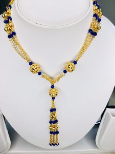 Collar de cadena hecho a mano para mujer, joyería, cuentas y bolas rellenas de oro para ropa de fiesta - Product Image 2