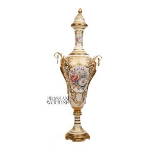 Vintage Decorative <b>Vase</b> with Floral Art and <b>Gold</b> Accents Classic Porcelain Style Home Decor Piece - Product Image 1