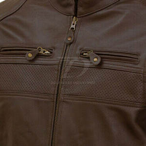 Chaqueta Protectora de Motocicleta Perforada de Cuero Vacuno Auténtico para Hombre - Product Image 4