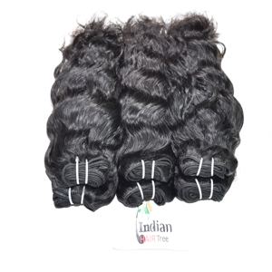 Extensions de cheveux vierges indiennes ondulées Remy 100% alignées sur les cuticules, non traitées, aspect naturel, Remy vierges noires, à vendre - Product Image 3