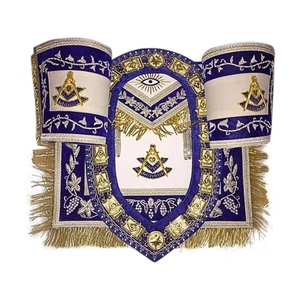 Vente chaude Premium Broderie À La Main Style Ethnique Velours Bleu Lodge Chaîne Collier & Poignets Tablier Ensemble OEM - Product Image 1