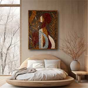 Art mural en pierre rustique artisanal, composition abstraite, accent mural, 32x24 - Product Image 2