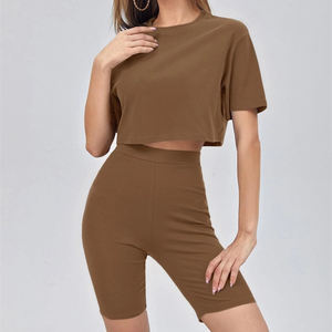 Logo personnalisé Personal Tailor Femmes Vêtements Coton Tie Dye manches courtes 2 Pièce femmes deux pièces ensemble personnalisation - Product Image 1