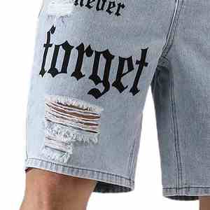 Personalizada de los hombres de moda Jogging Shorts Verano Loose Fit 100% algodón Streetwear Denim Shorts - Product Image 3