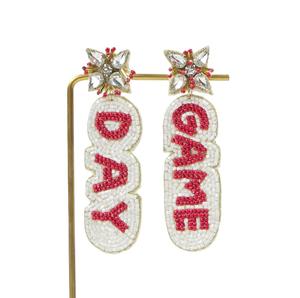 Seed <b>Beads</b> Embroidered Lipstick Earrings for Fashion Lovers Handmade Seed <b>Beads</b> <b>Alphabet</b> Earrings Boho Chic Statement - Product Image 2