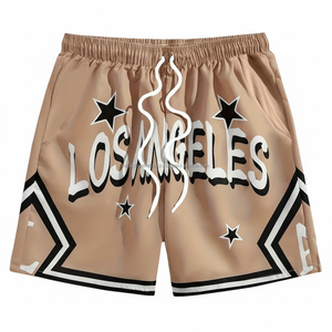Shorts de basketball pour hommes en mesh respirant à séchage rapide, imprimé personnalisé Los Angeles, été 2026 - Product Image 1