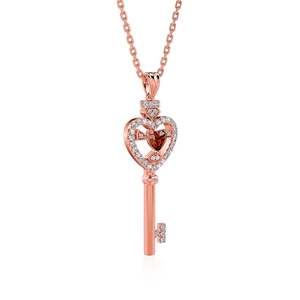 Collier pendentif Jeulia Brilliant Faith Heart Key en argent sterling avec perle d'eau douce et zircon - Product Image 2