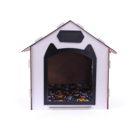 Gepersonaliseerde opvouwbare MDF moderne houten hondenhuis met logo print, decoratieve binnenhondenverblijf, witte hondenkennel 42x42x38, geschikt voor alle seizoenen, OEM
