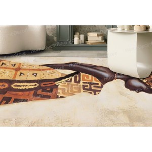 Tapis imprimé femme ethnique : Tapis antidérapant pour bureau, salle à manger et accent, tapis en chenille - Product Image 4