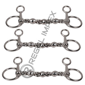 Baucher Horse Bit Multi-Link Cheeks Bent Shanks Instrument vétérinaire en acier inoxydable argenté pour grossistes Équestres - Product Image 5