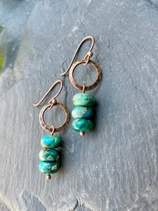 Modern Glass Beads & <b>Resin</b> <b>Earrings</b> with Turquoise Design and Cascading Fringe Unique Jewelry Gift From MS Handicraft - Product Image 6
