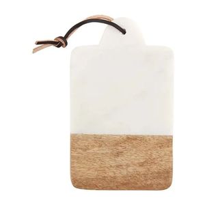 Conception personnalisée de planche à découper en marbre blanc et en bois avec poignée pour la décoration de cuisine, les restaurants et les hôtels utilisent une planche à découper - Product Image 2