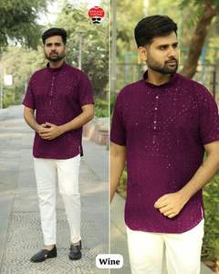 Exclusive Trending New Arrival High Quality Best Quality Hot Selling Amazing Rayon Chikan Work Short <b>Kurta</b> - Product Image 2