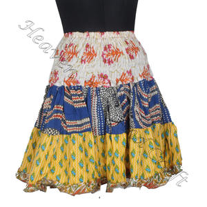 Mini jupe courte en coton avec écusson d'été indien Mini jupe sexy en coton avec écusson multicolore élégant pour le confort des vêtements d'été - Product Image 1