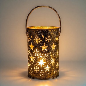 FrostFlame Frosted Elegance Cast Aluminum Candle Holder Holiday Table Centerpiece with Snowflake Detailing - Product Image 2