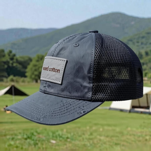 Waxed Five Panel Trucker Mesh <b>Baseball</b> <b>Cap</b> Common Polyester Trucker Hat for Men and Women Foam Mesh Print Hats for Promotional - Product Image 2