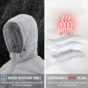 Veste matelassée à capuche pour hommes OEM Manteau d'hiver léger isolé à capuche détachable résistant à l'eau Poignets élastiques Ourlet réglable - Product Image 4