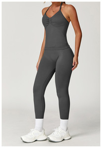 Conjunto de ropa deportiva de Yoga de talla grande de cintura media para mujer personalizada, ropa deportiva elástica transpirable de 5 piezas para correr - Product Image 4