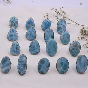 Colgante de plata Larimar natural, colgante de Larimar azul, colgante de piedras preciosas ovaladas, colgante de plata sólida 925, colgante hecho a mano para mujer - Product Image 5