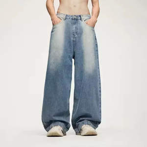 Pantalones Vaqueros de Mezclilla Holgados Personalizados de Fábrica para Hombre, 100% Algodón, Color Negro Deslavado, Corte Extra Grande - Product Image 1