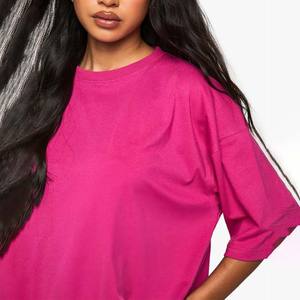 Conjuntos de ropa de mujer teñida lisa de algodón de alta calidad, conjuntos de camiseta y pantalones cortos de manga corta para hombres y mujeres, conjuntos de algodón de Color rosa de verano - Product Image 4