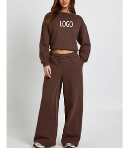 Conjunto de Pantalones Deportivos de Pierna Ancha para Mujer, Estilo Modesto y Sexy, Sudadera Holgada de Lona y Algodón, Antibacteriana, Ropa Deportiva Informal de Invierno, Conjunto de 2 Piezas - Product Image 4