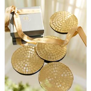 Modern Design Solid Brass <b>Coasters</b> Wholesale Home Cup <b>Coasters</b> with Golden Leaf Pattern Metal Material - Product Image 4