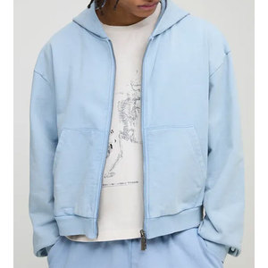 Sudaderas con capucha personalizadas Cremallera doble Sudadera con capucha de algodón pesado Sudadera con capucha transpirable de alta calidad - Product Image 1