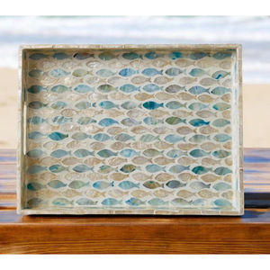 Bandeja Vintage para servir comida, patrón de hojas doradas de madreperla, bandeja para servir café, bandeja para servir postres para organizador de Hotel Resort - Product Image 4