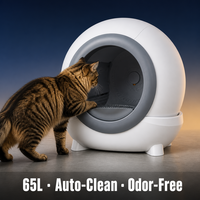 Bac à litière pour chat automatique autonettoyant 65L Globe OEM, contrôle des odeurs, nettoyage automatique, Europe