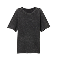 Vintage Acid Stonewashed Mikrofaser Schwergewicht Übergroßes Einfarbiges T-Shirt Herren Maßgeschneiderte Kleidung Rundhals Gestrickter Stoff Hip Hop