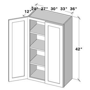 Moderno 42 pulgadas de alto gabinete de pared de doble puerta 27 "W X 42" H X 12 "D Glacier White Eco-Friendly RTA gabinetes de cocina para apartamento - Product Image 2