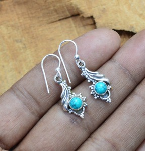 Boho Style Classical <b>Earrings</b> Jewelry For Women Silver Jewelry 925 Sterling Silver Turquoise Gemstone <b>Handmade</b> <b>Earrings</b> Gift - Product Image 5