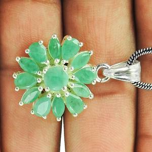 ขายดีที่สุด925เงินสเตอร์ลิงธรรมชาติมรกตพลอยรูปดอกไม้จี้สำหรับเธออาจจะเกิดเครื่องประดับขายส่ง - Product Image 4