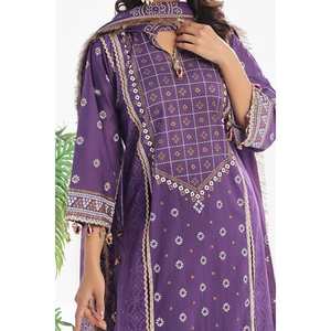 Conjunto de Traje de 3 Piezas para Mujer, Bordado, Sin Costuras, Color Morado - Product Image 3