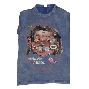 T-shirt gris hip-hop pour hommes de plus de 300 grammes T-shirt gris délavé à l'acide pour les garçons de rue - Product Image 4