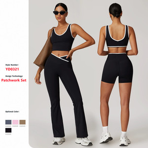 Crossover taille haute <span class=keywords><strong>costume</strong></span> de sport femmes contrastant dos nu serré <span class=keywords><strong>costume</strong></span> de Yoga nu course Fitness Yoga vêtements - Product Image 1