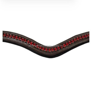 Impresionante diadema de cuero acolchada para caballo con cristales y pedrería decorativos, en todos los tamaños y colores personalizados. - Product Image 5