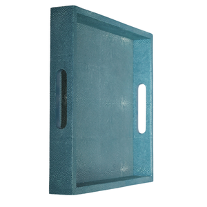 Custom 0.45x0.45x0.065 Square Turquious Tea <b>Trays</b> Faux shagreen Luxury Tea/Food Serving <b>Trays</b> - Product Image 2