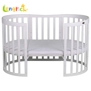 8-in-1 Oval <strong>Natural</strong> Wood Baby Bed Set Complete Growing Cot 7-in-1 Features Cot Mattress Changing Unit Side Bed For Bedroom Use - Product Image 6