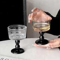 Verre à dessert vintage sur pied 200 ml, gobelet à boire en verre gaufré pour glaces, coupes glacées, fêtes et maison