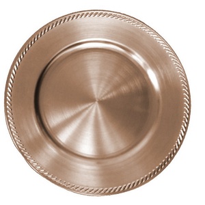 Assiette de mariage épaisse en métal à bord ondulé plaqué cuivre de luxe élégant Assiettes de décoration rondes pour dîner et fête - Product Image 1