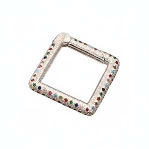 Dijes de Plata de Ley 925 Chapados en Oro con Cierre de Mosquetón Cuadrado y Circonitas Multicolores - Product Image 1