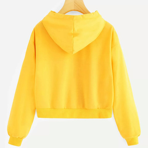 2025 Logo personnalisé femmes recadrée pull à capuche femmes couleur unie à manches longues plaine blanc personnalisé haut court femmes sweats à capuche - Product Image 2