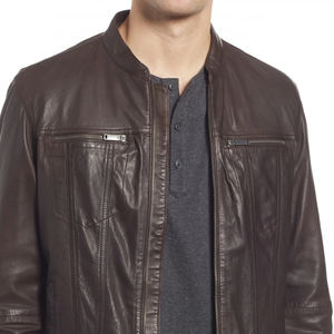 Top qualité 2025 Top Design hommes décontracté hiver vestes en cuir qualité personnalisée col montant nouveau Style 2025 - Product Image 6