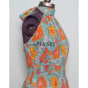 Indian hand block cotton long <b>dress</b> woman stylish party wear floral print <b>dress</b> personalized bride wedding gift for women - Product Image 4